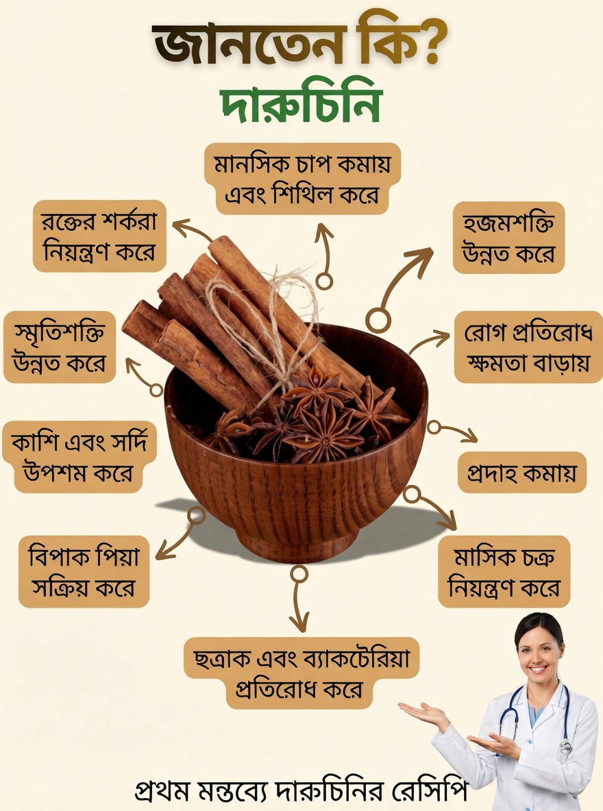 🌿 দারুচিনি: ঘরোয়া রেসিপিসহ আপনার স্বাস্থ্যের উন্নতিতে ৭টি শক্তিশালী প্রাকৃতিক প্রতিকার