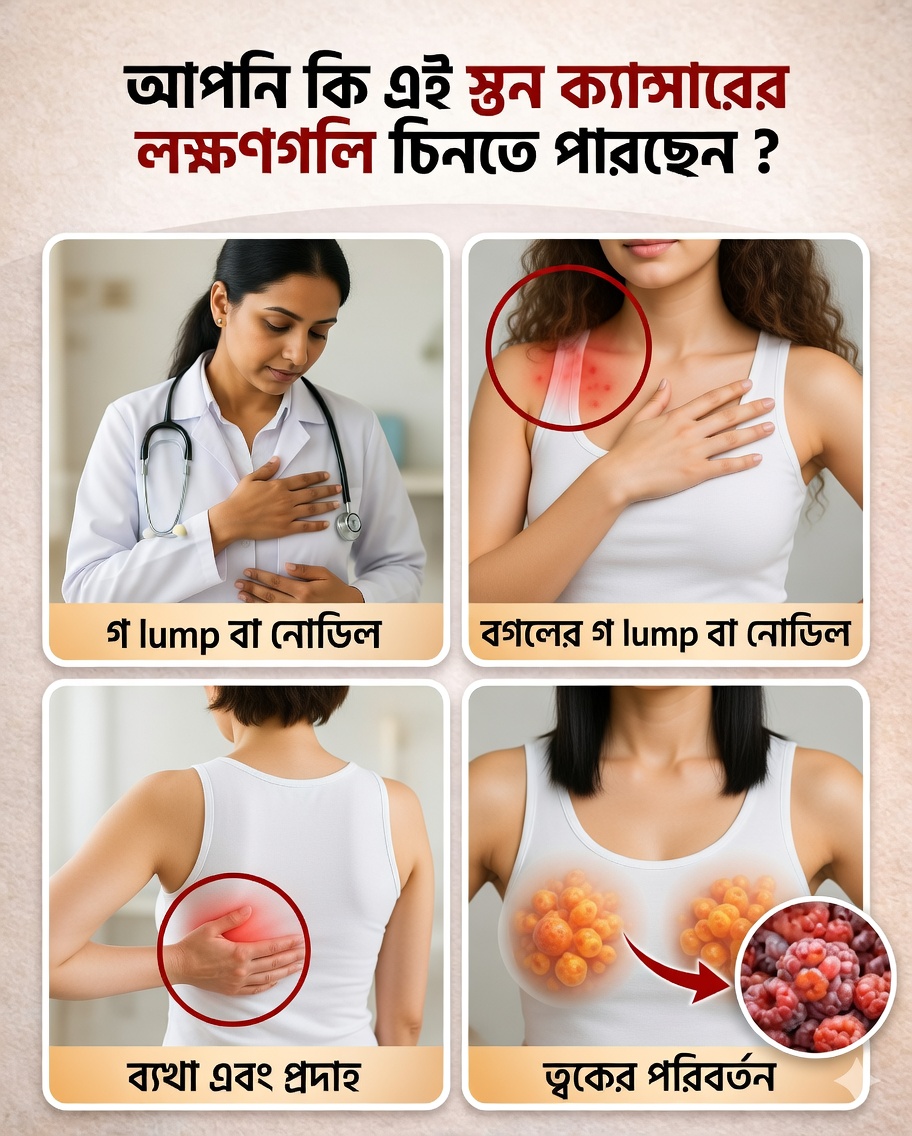 ⚠️ স্তন ক্যান্সারের ১০টি সতর্কতামূলক লক্ষণ, কখনোই উপেক্ষা করবেন না (সম্পূর্ণ নির্দেশিকা)