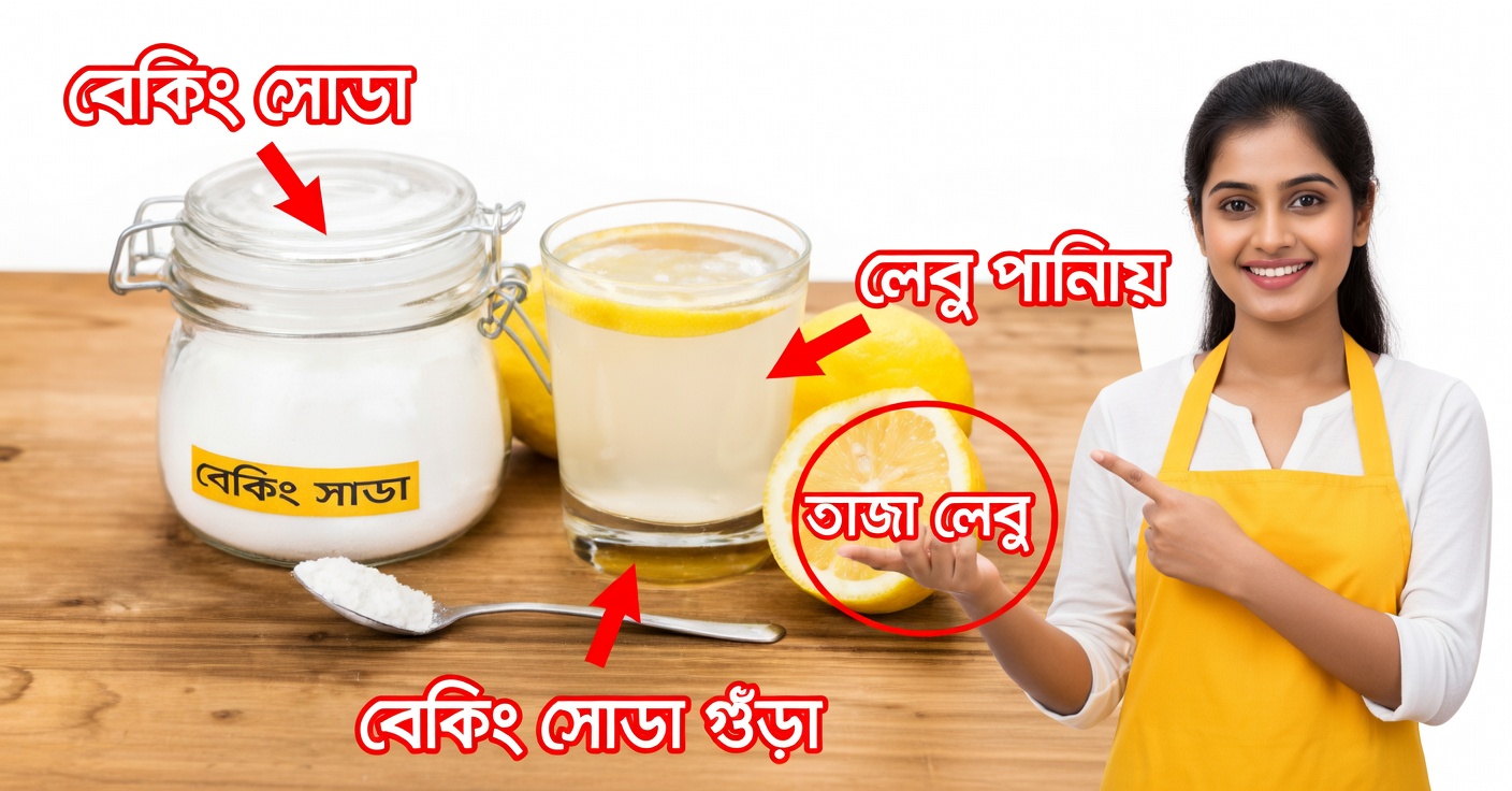 লেবু ও বেকিং সোডা মিশ্রিত পানি: পরিষ্কার করে ও ক্ষারীয় করে
