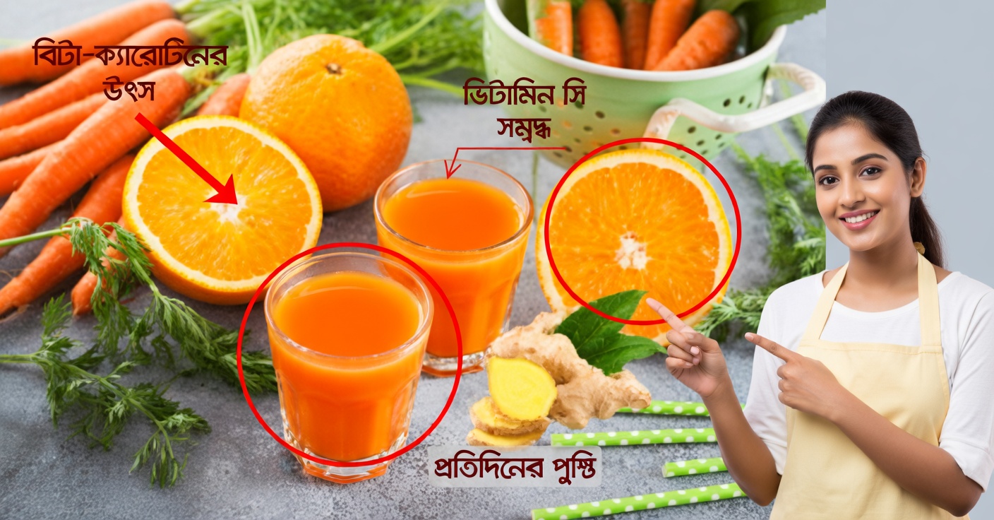 আদা ও কমলালেবু সহ গাজরের রস: প্রতিটি চুমুকে প্রাণশক্তি