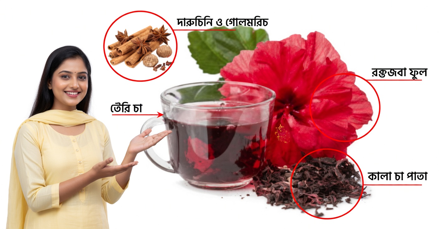 জবা ফুল, তেজপাতা ও দারুচিনির মিশ্রণ: সব চর্বি পুড়িয়ে দেয়