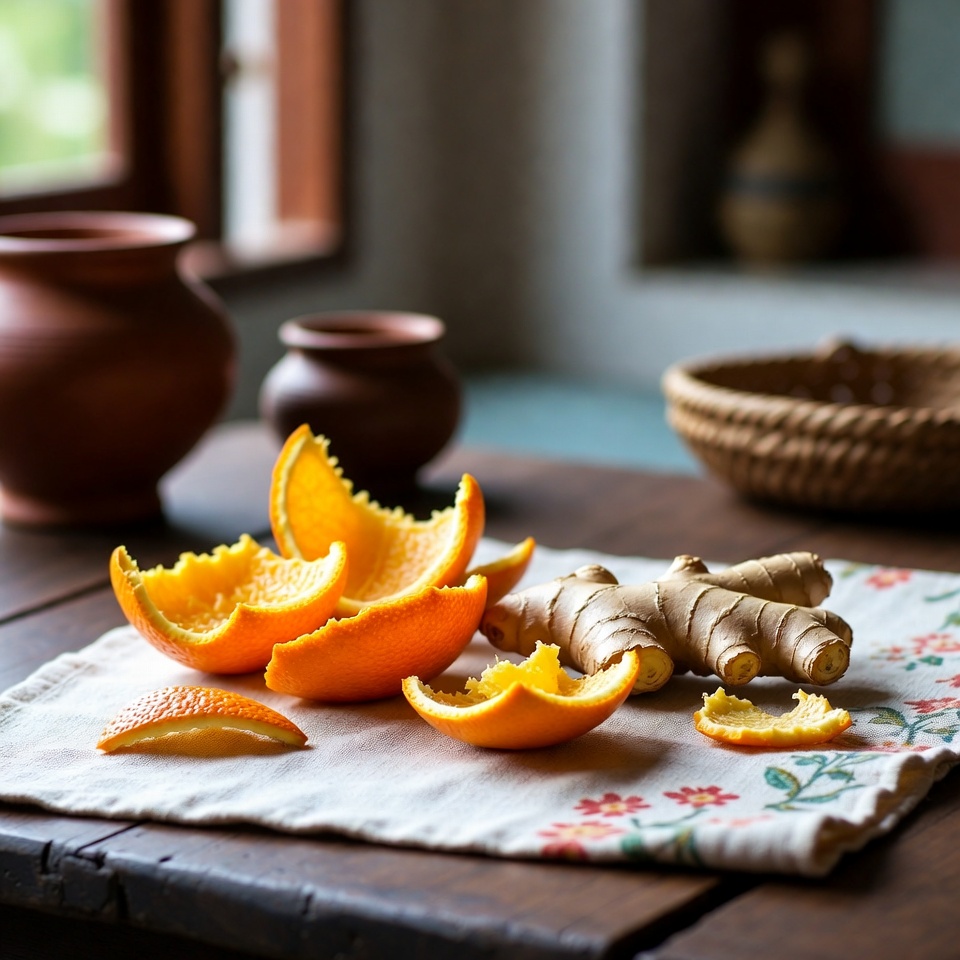 কমলালেবুর খোসা ফেলো না! আদার সঙ্গে মিশিয়ে বানাও শক্তিশালী ও সাশ্রয়ী ঘরোয়া ওষুধ 🍊🌿