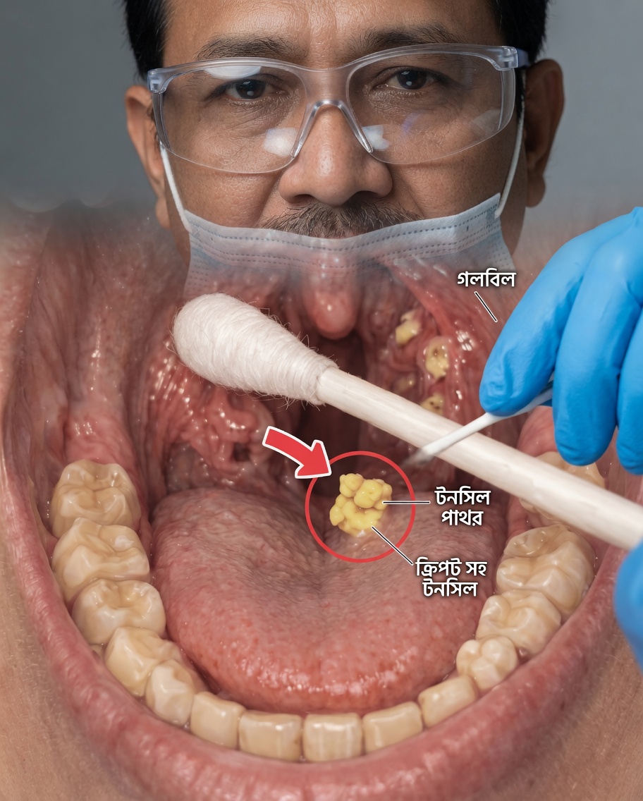 আপনার কি দীর্ঘস্থায়ী দুর্গন্ধযুক্ত শ্বাস রয়েছে যা দাঁত ব্রাশ করলেও দূর হয় না? কারণ হতে পারে টনসিল স্টোন