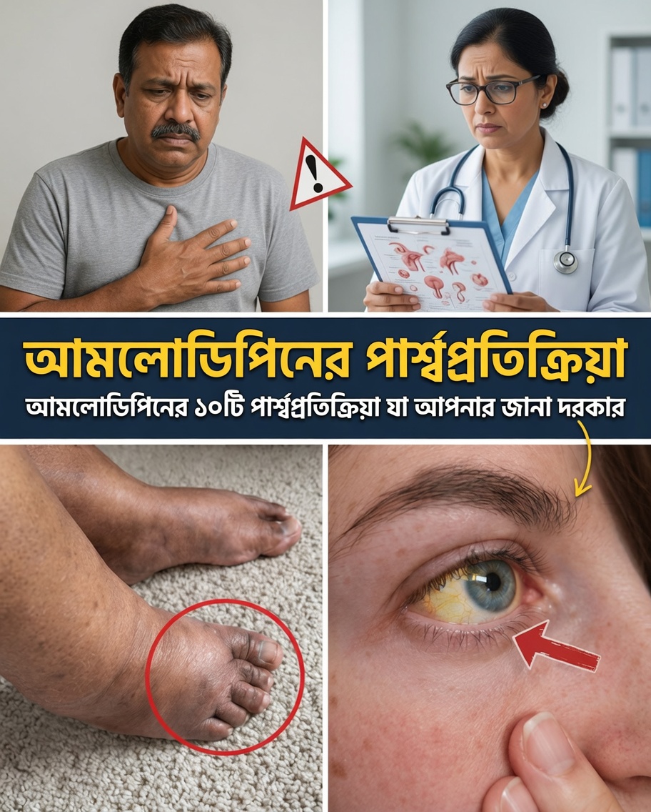 অ্যামলোডিপাইনের ১২টি সবচেয়ে সাধারণ পার্শ্বপ্রতিক্রিয়া এবং সেগুলো কীভাবে শনাক্ত করবেন