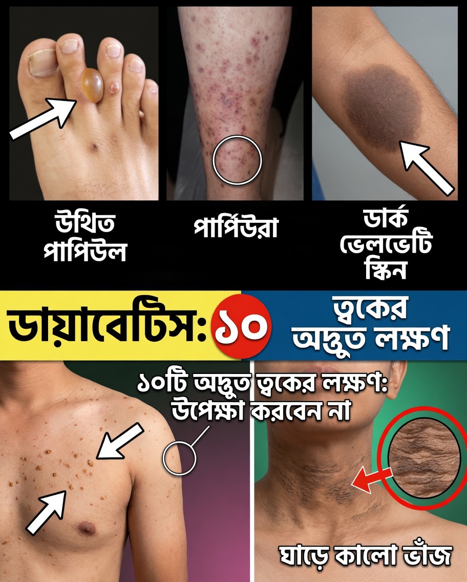 ডায়াবেটিসের প্রাথমিক ইঙ্গিত দিতে পারে এমন ত্বকের ১১টি লুকানো লক্ষণ