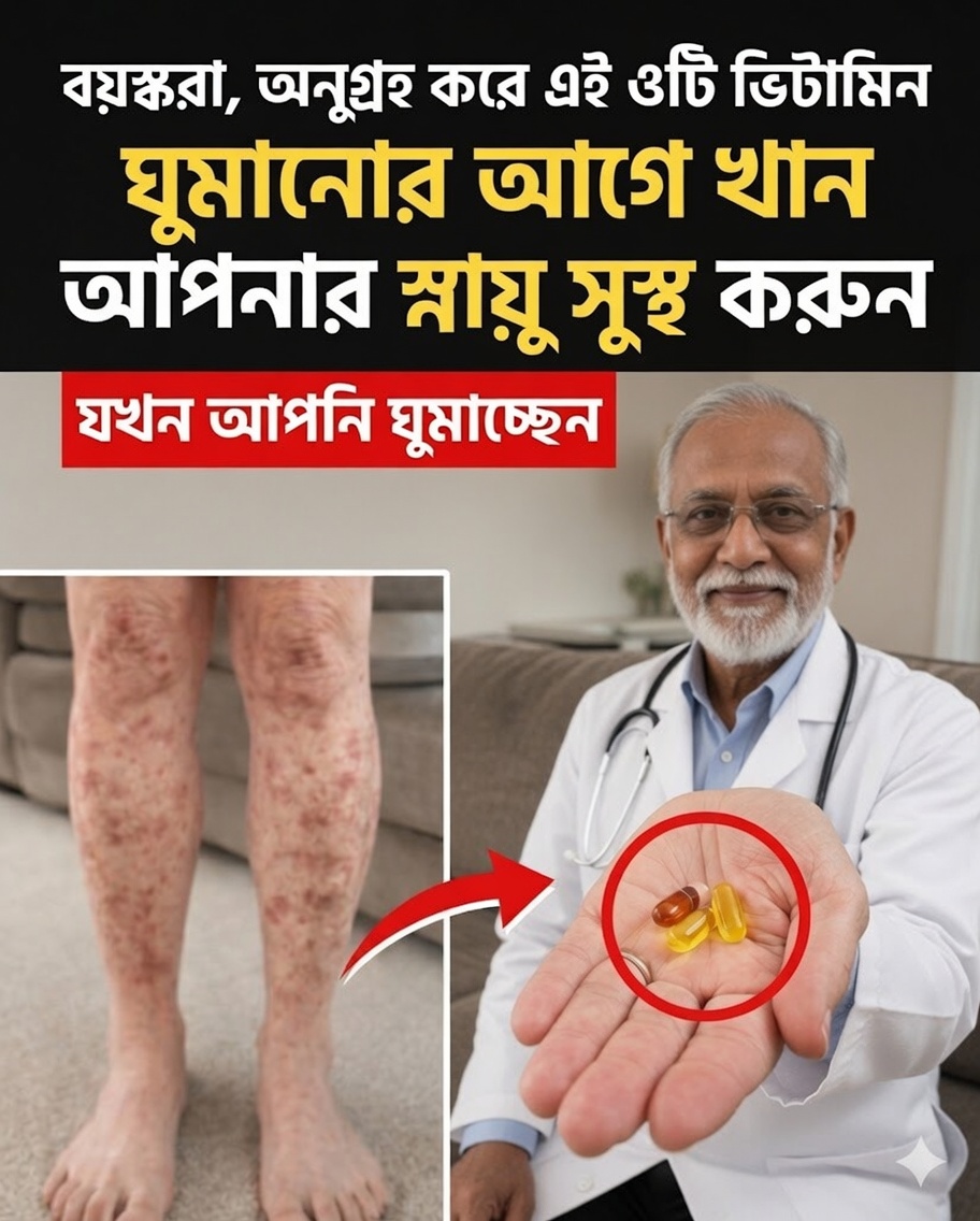 ৬০ বছরের পর পায়ের শক্তি বদলে দিতে পারে এমন ৩টি রাতের ভিটামিন: চলাচলক্ষমতা বজায় রাখার ভুলে যাওয়া গোপন রহস্য