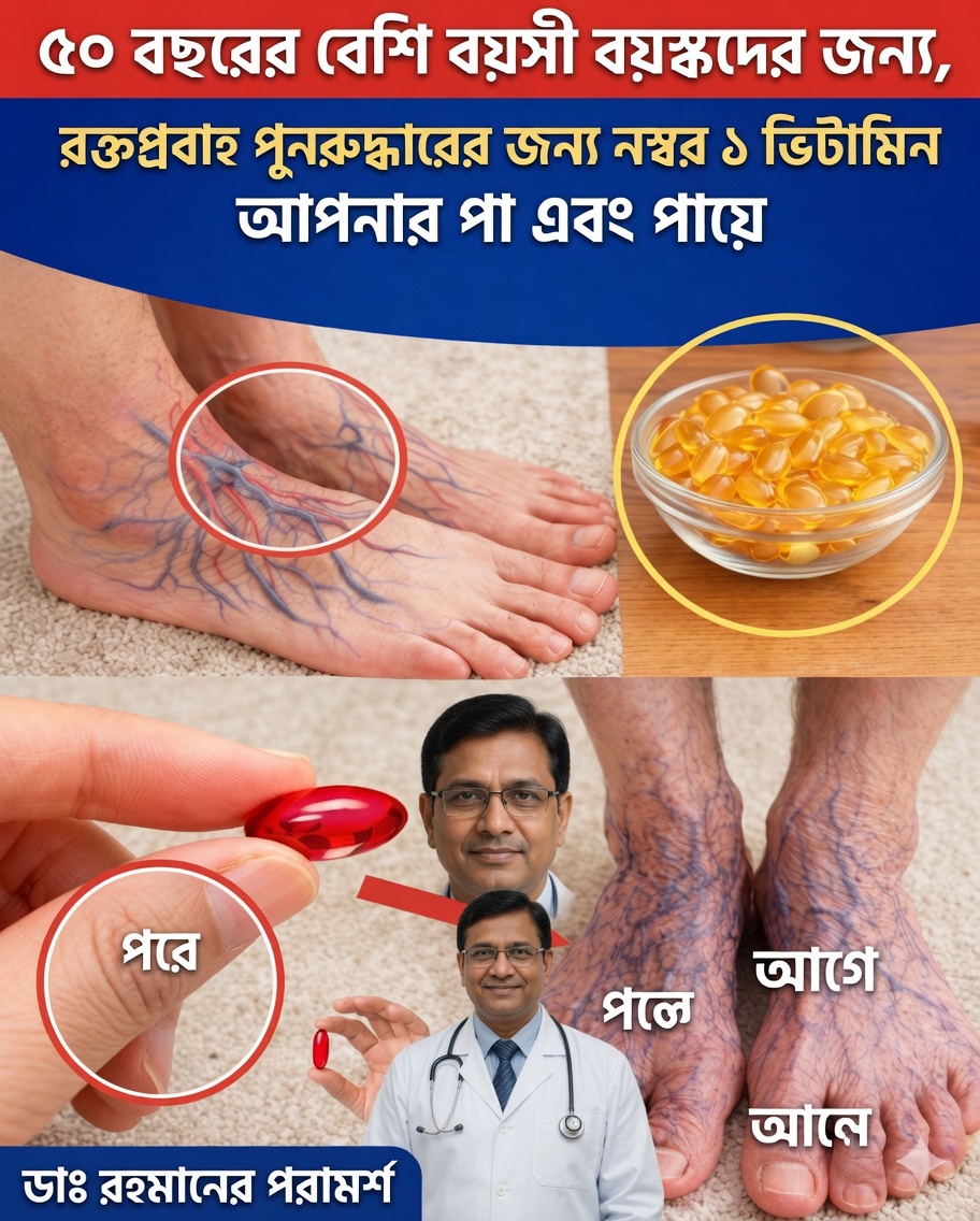 ৫০ বছরের বেশি বয়সীদের পা ও পায়ের পাতায় রক্তসঞ্চালন উন্নত করতে যে ১ নম্বর ভিটামিনের ঘাটতি হচ্ছে (কয়েক দিনের মধ্যেই উষ্ণতা ফিরে আসা অনুভব করুন)