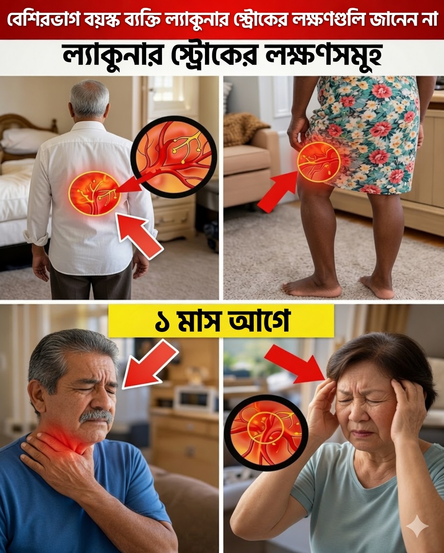 ৬০ বছরের বেশি বয়সীদের মধ্যে ল্যাকুনার স্ট্রোকের ৭টি সতর্কসংকেত (প্রায় কেউই #৪ নম্বরটি খেয়াল করে না)