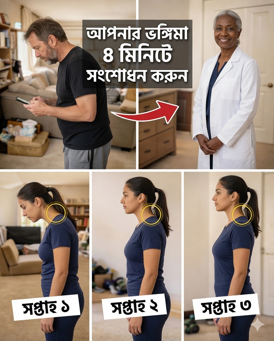 ৬০-এর পর সামনের দিকে ঝুঁকে থাকা মাথার ভঙ্গি মাত্র ৪ মিনিটে কীভাবে ঠিক করবেন – জাপানের সবচেয়ে বয়স্ক চিকিৎসক যে কোমল রুটিনটি সুপারিশ করেন