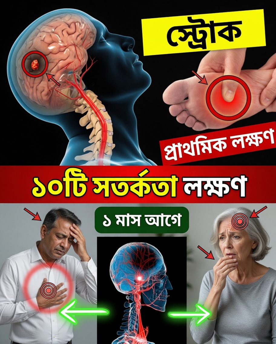 স্ট্রোকের ৮টি প্রাথমিক সতর্কতা লক্ষণ যা আপনি এক মাস আগেই লক্ষ্য করতে পারেন + মস্তিষ্ক সুরক্ষিত রাখতে ৯টি প্রাকৃতিক উপায়
