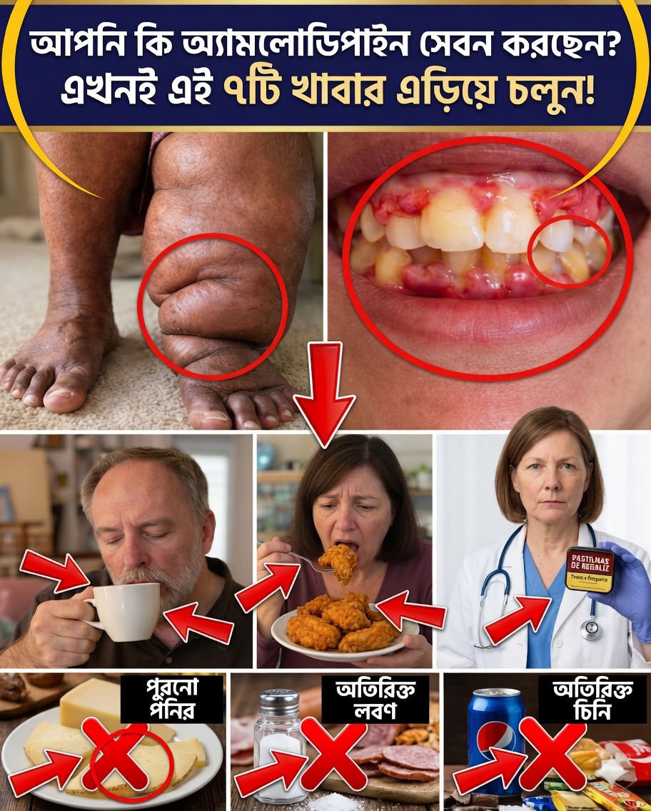 অ্যামলোডিপিনের পার্শ্বপ্রতিক্রিয়াগুলো নীরবে আরও খারাপ করতে পারে এমন ৭টি খাবার – এবং দ্রুত ভালো বোধ করতে সাহায্যকারী সহজ বিকল্পগুলো