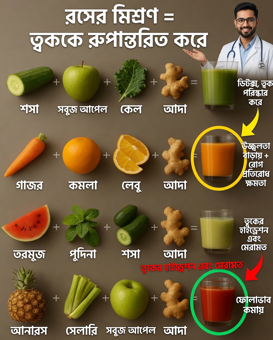 দৈনন্দিন সুস্থতার জন্য এই শক্তিশালী জুসগুলো মিশিয়ে নিন