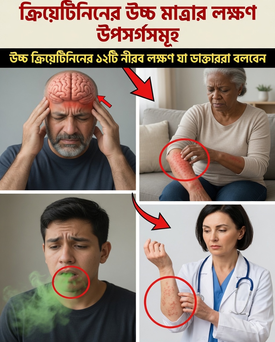 ক্রিয়াটিনিন বেশি থাকার ১২টি নীরব লক্ষণ: খুব দেরি হওয়ার আগে আপনার শরীর আপনাকে কী সতর্ক করতে চাইছে