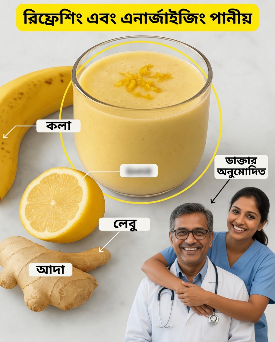 শক্তিতে দিন শুরু করুন: কলা, লেবু ও আদার প্রাকৃতিক স্মুদি