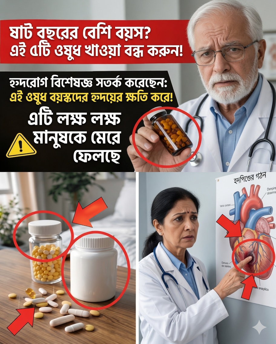 ৬০-এর পর হৃদ্‌স্বাস্থ্য: আরও সতর্কভাবে মূল্যায়ন করা উচিত এমন ওষুধ ও সাপ্লিমেন্টসমূহ