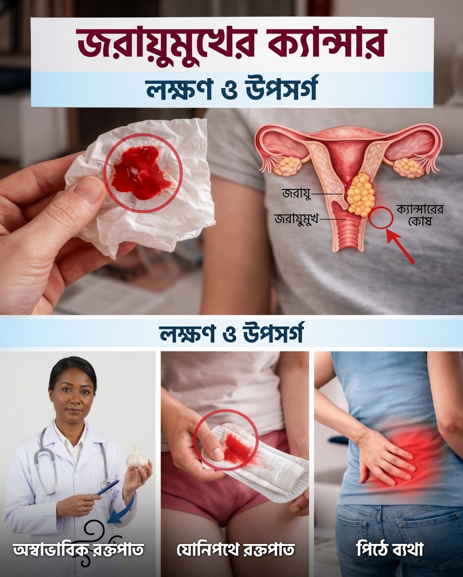 শিরোনাম: জরায়ুমুখ ক্যানসারের ৯টি প্রাথমিক লক্ষণ যা অনেক নারী উপেক্ষা করেন — এবং কেন সেগুলো গুরুত্বপূর্ণ