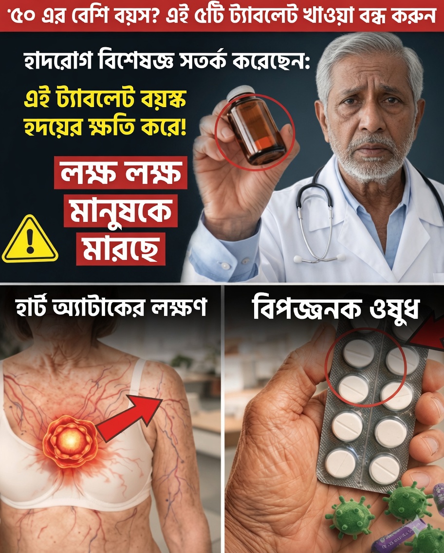 ৬০-এর পর হৃদ্‌স্বাস্থ্য: নিয়মিত ব্যবহারের আগে চিকিৎসকের সঙ্গে পর্যালোচনা করা উচিত এমন সাধারণ ওষুধসমূহ