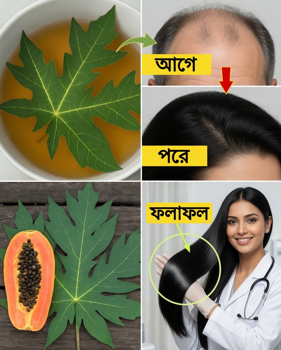 পেঁপে পাতাঃ রাতারাতি আরও গাঢ় ও লম্বা চুলের জন্য প্রাকৃতিক কৌশল