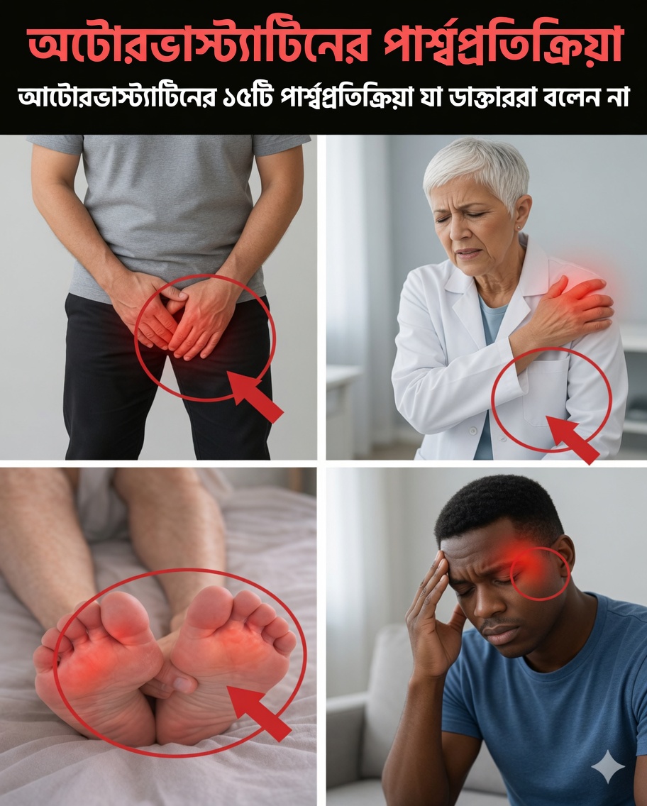 Atorvastatina-এর ১৫টি কম পরিচিত পার্শ্বপ্রতিক্রিয়া — এবং ব্যবহারিক পদক্ষেপ যা অনেক রোগী গ্রহণ করছেন