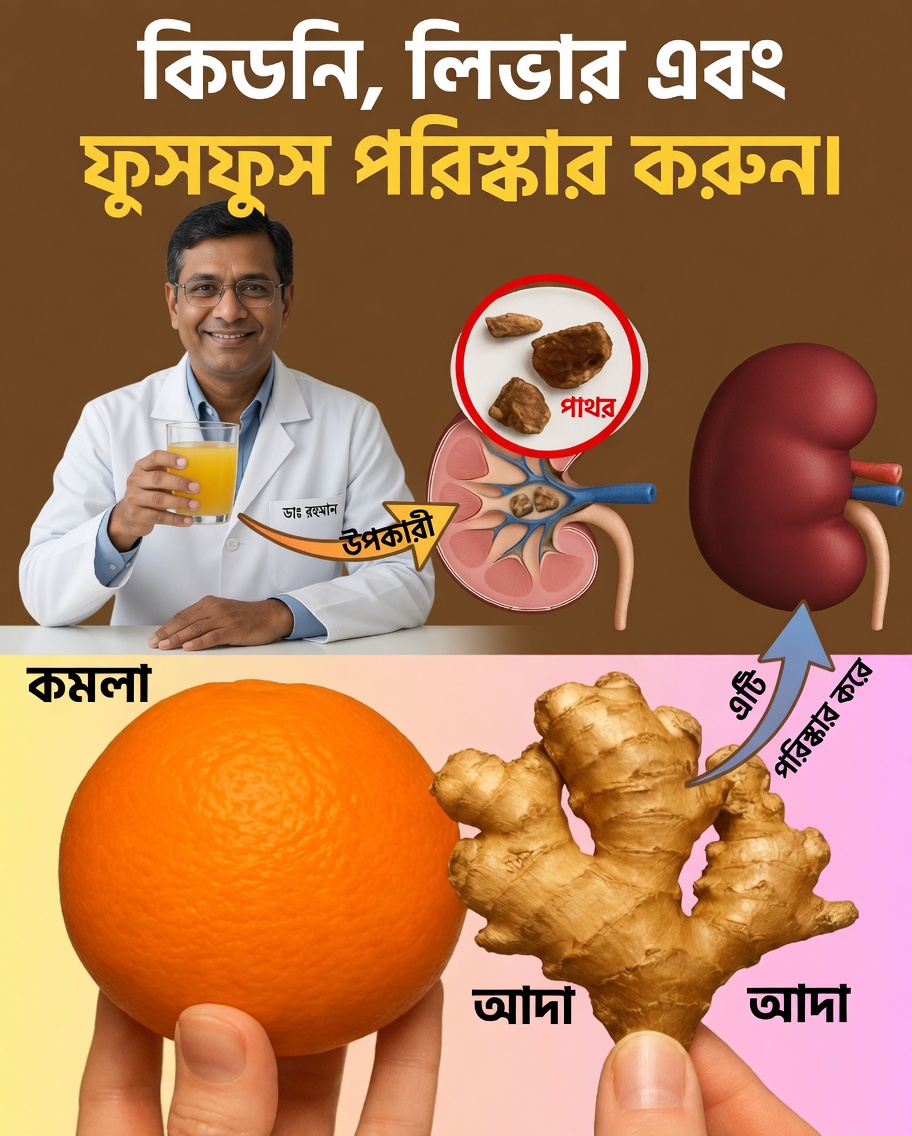 কমলা ও আদা দিয়ে প্রাকৃতিকভাবে কিডনি, যকৃত ও ফুসফুসের স্বাস্থ্য শক্তিশালী করুন