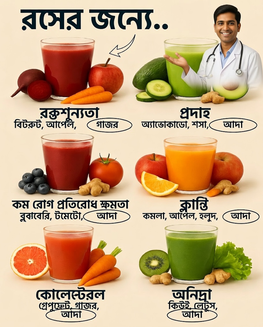 চিকিৎসাগুণ সম্পন্ন জুস: অ্যানিমিয়া, প্রদাহ, ক্লান্তি এবং আরও অনেক কিছুর জন্য প্রাকৃতিক রেসিপি