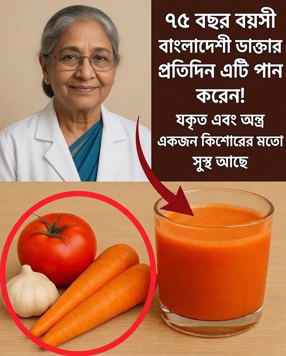 গাজর + টমেটো: ডিটক্সিফিকেশন, শক্তি ও দীর্ঘায়ুর জন্য শক্তিশালী পানীয়