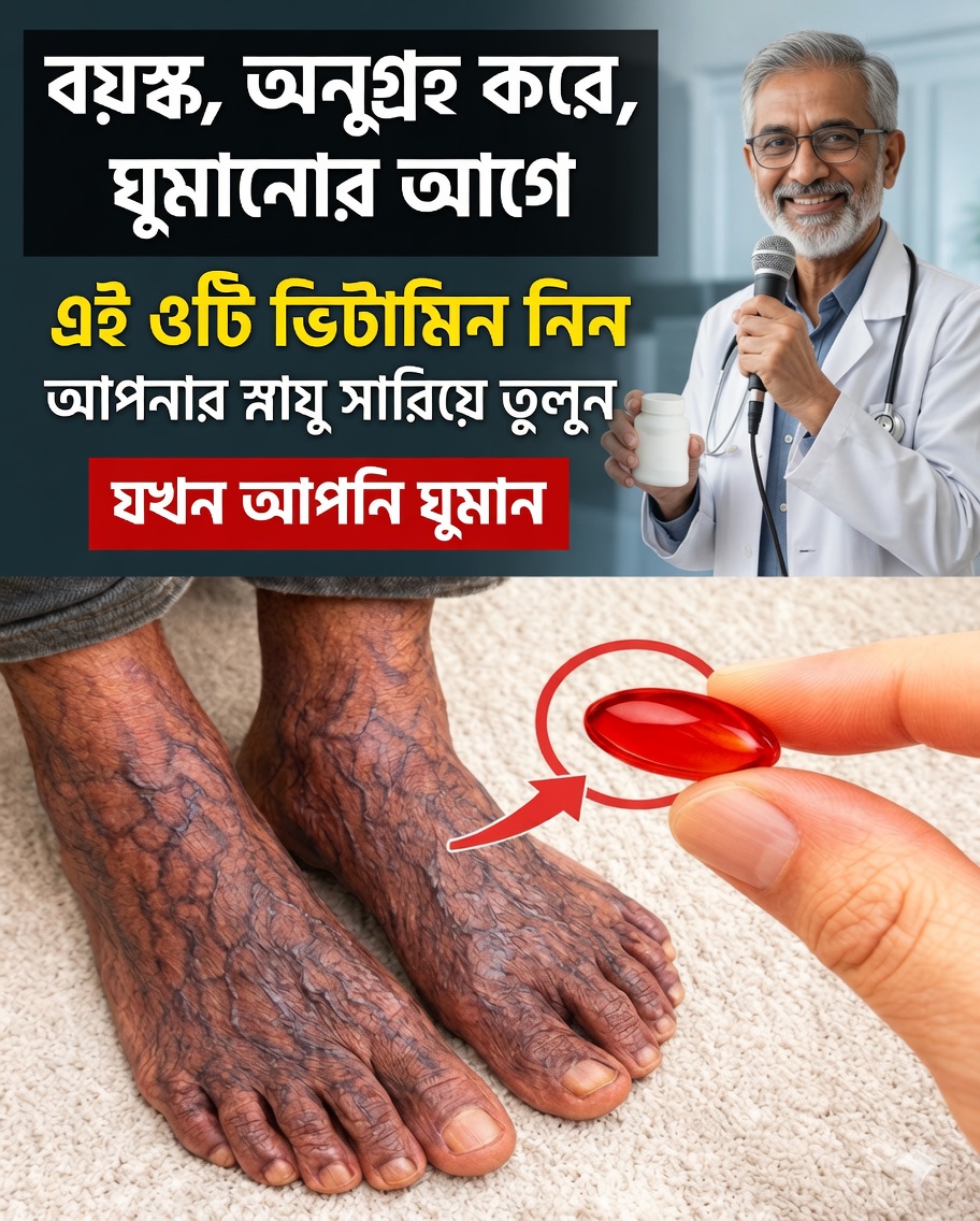 ঘুমানোর আগে খাওয়ার জন্য ৩টি ভিটামিন, যা ৬০ বছরের পর পা শক্তিশালী করতে সাহায্য করতে পারে: আরও ভালো চলাফেরার জন্য ভুলে যাওয়া চাবিকাঠি