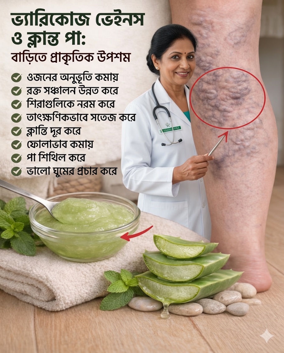 পা ক্লান্তি ও ভ্যারিকোজ শিরার জন্য ঘরোয়া অ্যালোভেরা জেল: প্রাকৃতিক আরাম, যা আপনি ঘরেই বানাতে পারেন